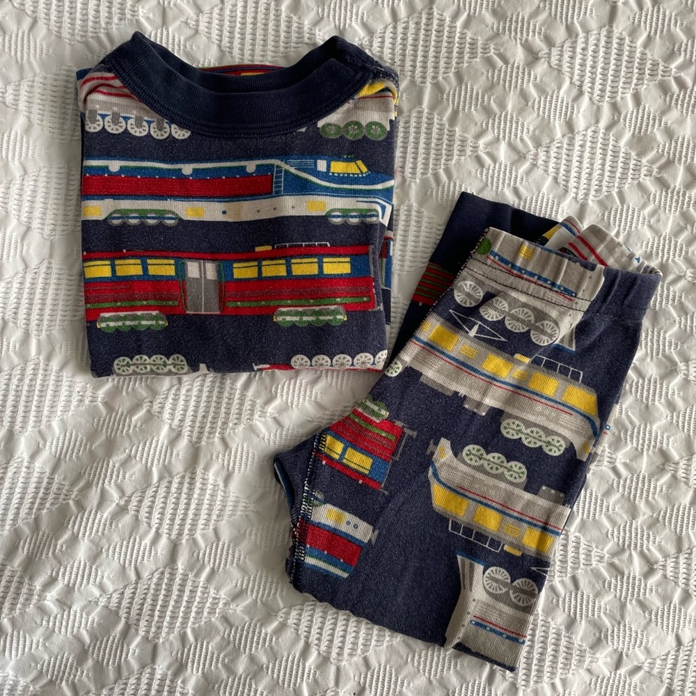 Hanna Andersson Train Long John Pajamas 3t 90cm